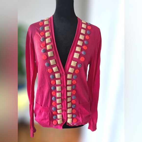 Moschino Cheap and Chic Y2K Pink Embellished Cardigan size 8 - Picture 13 of 16